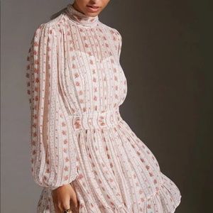 NWT Anthropologie Let Me Be Mock Neck Sheer Mini Dress